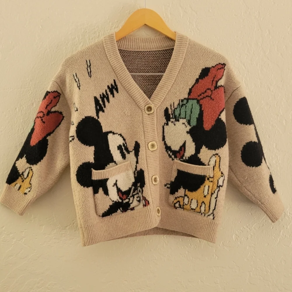 Mickey Mouse And Minnie Mouse Handmade Sweater Size Medium Kids